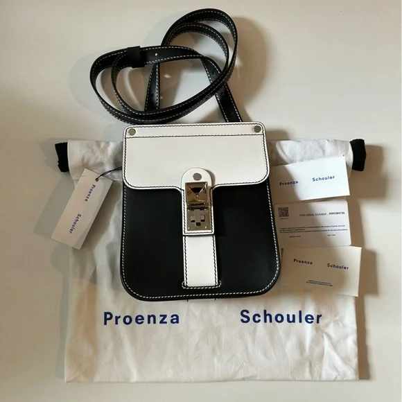 Proenza Schouler PS11 Convertible Box Bag Leather Black White NWT Auth - Picture 1 of 9